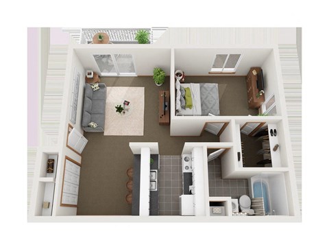 Floor plan for 1 bed, 1 bath, 810 sqft